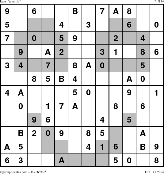 The grouppuzzles.com Easy tpsmith puzzle for Thursday October 16, 2025