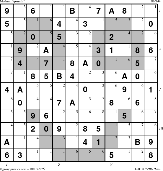 The grouppuzzles.com Medium tpsmith puzzle for Thursday October 16, 2025 with all 8 steps marked