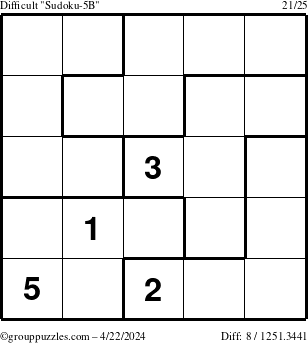 The grouppuzzles.com Difficult Sudoku-5B puzzle for Monday April 22, 2024