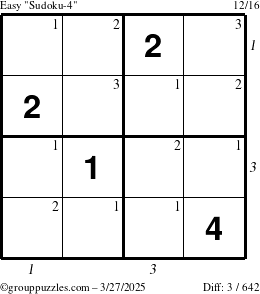 The grouppuzzles.com Easy Sudoku-4 puzzle for Thursday March 27, 2025 with all 3 steps marked