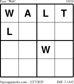 The grouppuzzles.com Easy Walt puzzle for Thursday March 27, 2025