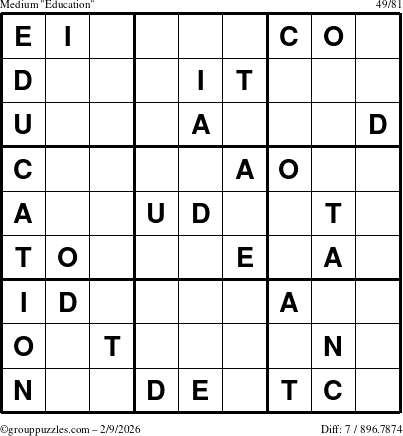 The grouppuzzles.com Medium Education-c1 puzzle for Monday February 9, 2026