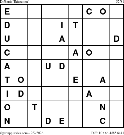 The grouppuzzles.com Difficult Education-c1 puzzle for Monday February 9, 2026