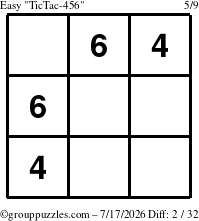 The grouppuzzles.com Easy TicTac-456 puzzle for Friday July 17, 2026