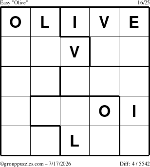 The grouppuzzles.com Easy Olive puzzle for Friday July 17, 2026