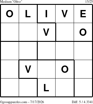 The grouppuzzles.com Medium Olive puzzle for Friday July 17, 2026