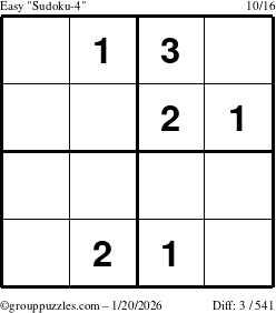 The grouppuzzles.com Easy Sudoku-4 puzzle for Tuesday January 20, 2026