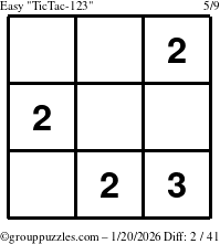 The grouppuzzles.com Easy TicTac-123 puzzle for Tuesday January 20, 2026