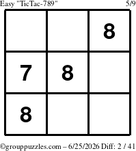 The grouppuzzles.com Easy TicTac-789 puzzle for Thursday June 25, 2026
