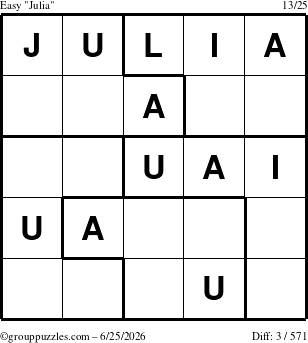 The grouppuzzles.com Easy Julia puzzle for Thursday June 25, 2026