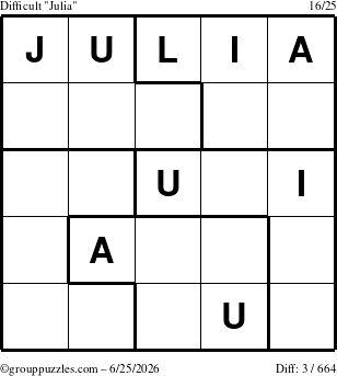 The grouppuzzles.com Difficult Julia puzzle for Thursday June 25, 2026