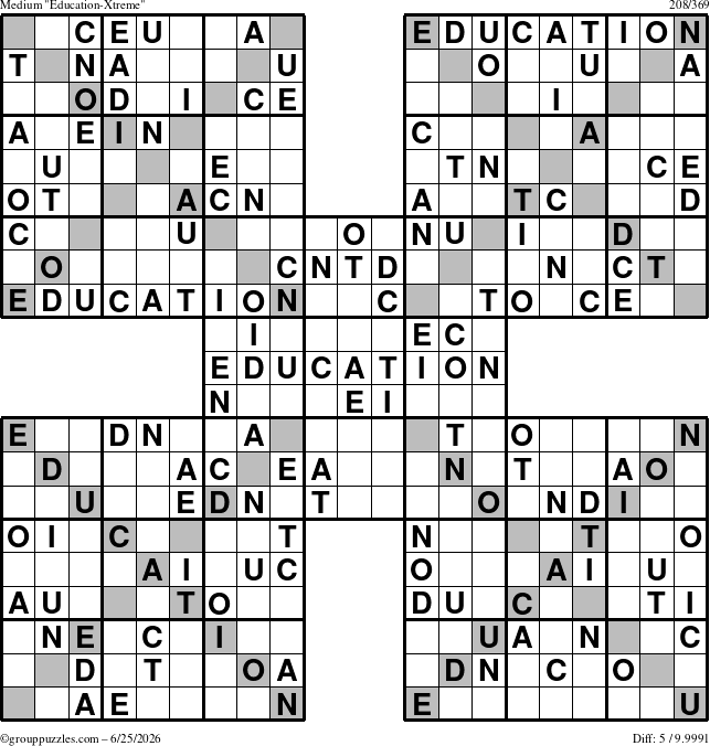 The grouppuzzles.com Medium Education-Xtreme puzzle for Thursday June 25, 2026