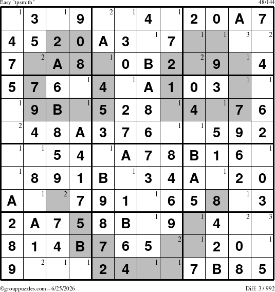 The grouppuzzles.com Easy tpsmith puzzle for Thursday June 25, 2026 with the first 3 steps marked