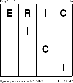 The grouppuzzles.com Easy Eric puzzle for Wednesday July 23, 2025