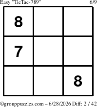 The grouppuzzles.com Easy TicTac-789 puzzle for Sunday June 28, 2026