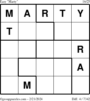 The grouppuzzles.com Easy Marty puzzle for Wednesday February 21, 2024