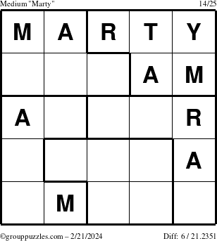 The grouppuzzles.com Medium Marty puzzle for Wednesday February 21, 2024