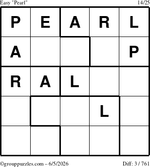 The grouppuzzles.com Easy Pearl puzzle for Friday June 5, 2026
