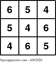 The grouppuzzles.com Answer grid for the TicTac-456 puzzle for Monday June 8, 2026