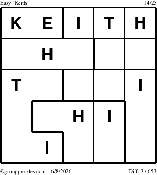 The grouppuzzles.com Easy Keith puzzle for Monday June 8, 2026