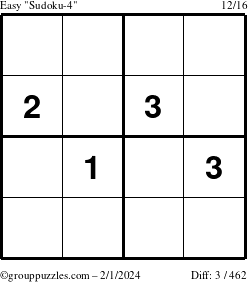 The grouppuzzles.com Easy Sudoku-4 puzzle for Thursday February 1, 2024