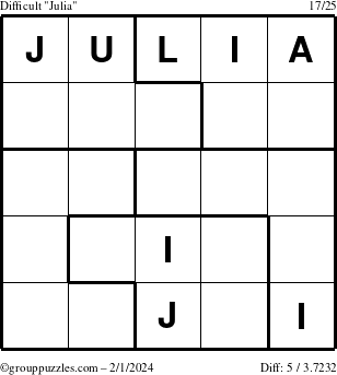The grouppuzzles.com Difficult Julia puzzle for Thursday February 1, 2024