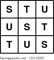 The grouppuzzles.com Answer grid for the TicTac-STU puzzle for Thursday December 11, 2025