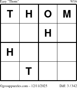 The grouppuzzles.com Easy Thom puzzle for Thursday December 11, 2025