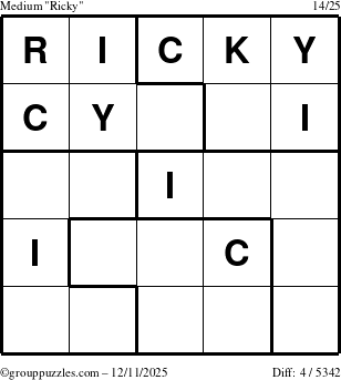 The grouppuzzles.com Medium Ricky puzzle for Thursday December 11, 2025