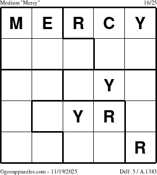 The grouppuzzles.com Medium Mercy puzzle for Wednesday November 19, 2025