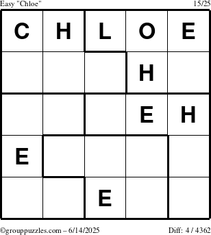 The grouppuzzles.com Easy Chloe puzzle for Saturday June 14, 2025