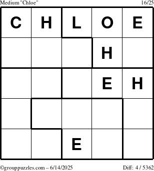 The grouppuzzles.com Medium Chloe puzzle for Saturday June 14, 2025