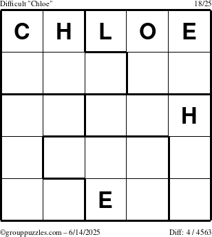The grouppuzzles.com Difficult Chloe puzzle for Saturday June 14, 2025