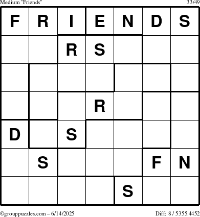 The grouppuzzles.com Medium Friends puzzle for Saturday June 14, 2025