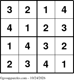 The grouppuzzles.com Answer grid for the Sudoku-4 puzzle for Saturday October 24, 2026