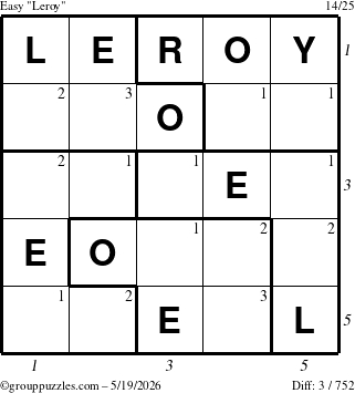 The grouppuzzles.com Easy Leroy puzzle for Tuesday May 19, 2026 with all 3 steps marked