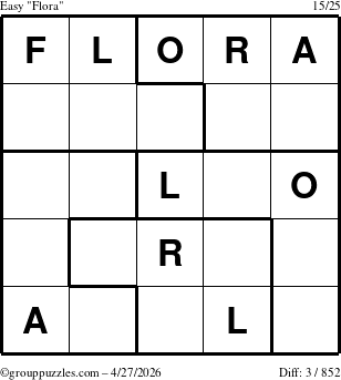 The grouppuzzles.com Easy Flora puzzle for Monday April 27, 2026