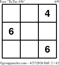 The grouppuzzles.com Easy TicTac-456 puzzle for Monday April 27, 2026
