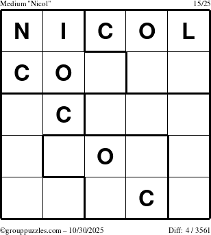 The grouppuzzles.com Medium Nicol puzzle for Thursday October 30, 2025