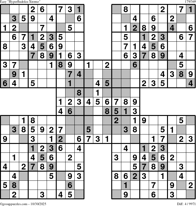 The grouppuzzles.com Easy cover-HyperXtreme puzzle for Thursday October 30, 2025