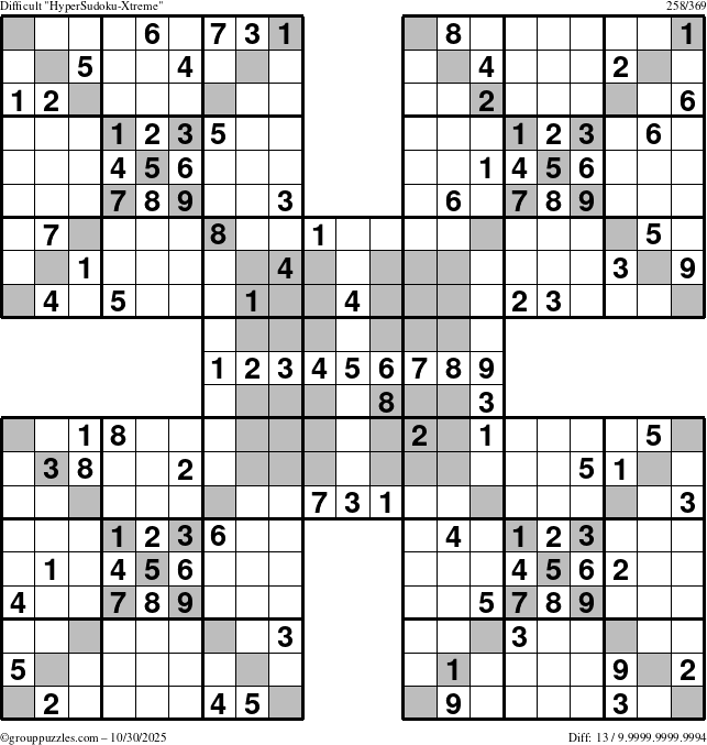 The grouppuzzles.com Difficult cover-HyperXtreme puzzle for Thursday October 30, 2025