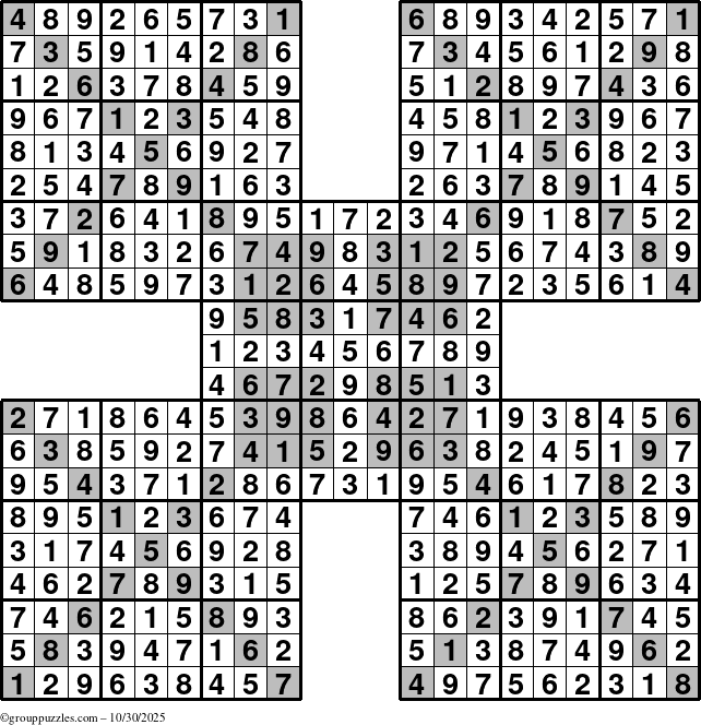 The grouppuzzles.com Answer grid for the cover-HyperXtreme puzzle for Thursday October 30, 2025