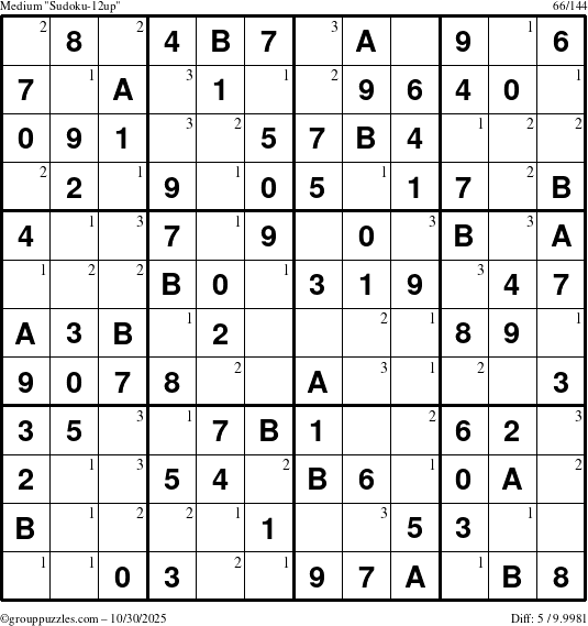 The grouppuzzles.com Medium Sudoku-12up puzzle for Thursday October 30, 2025 with the first 3 steps marked