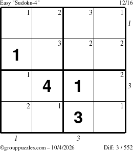 The grouppuzzles.com Easy Sudoku-4 puzzle for Sunday October 4, 2026 with all 3 steps marked