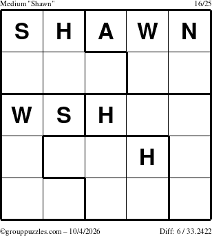 The grouppuzzles.com Medium Shawn puzzle for Sunday October 4, 2026