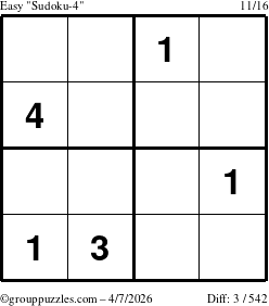 The grouppuzzles.com Easy Sudoku-4 puzzle for Tuesday April 7, 2026