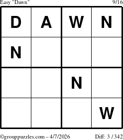 The grouppuzzles.com Easy Dawn puzzle for Tuesday April 7, 2026