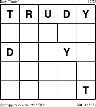 The grouppuzzles.com Easy Trudy puzzle for Tuesday September 15, 2026