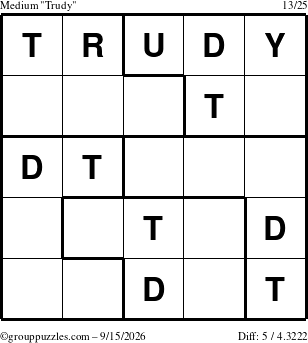 The grouppuzzles.com Medium Trudy puzzle for Tuesday September 15, 2026