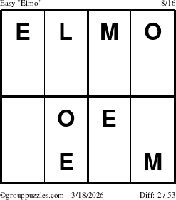 The grouppuzzles.com Easy Elmo puzzle for Wednesday March 18, 2026
